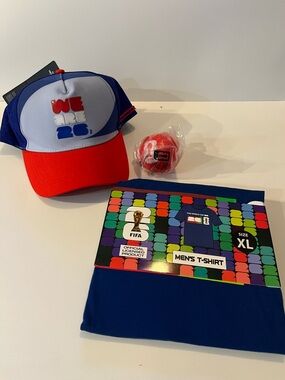 FIFA 2026 WE ARE 26 Red, White & Blue Trucker Hat with Blue Men's T-Shirt